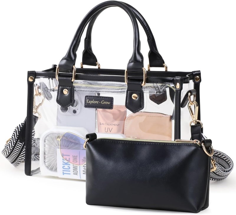 Packism Clear Tote Bags for Women 11x5x7 - Clear Bag for Stadium Events with Inner Bag, Perfect for Sport Events Concert - Image 1